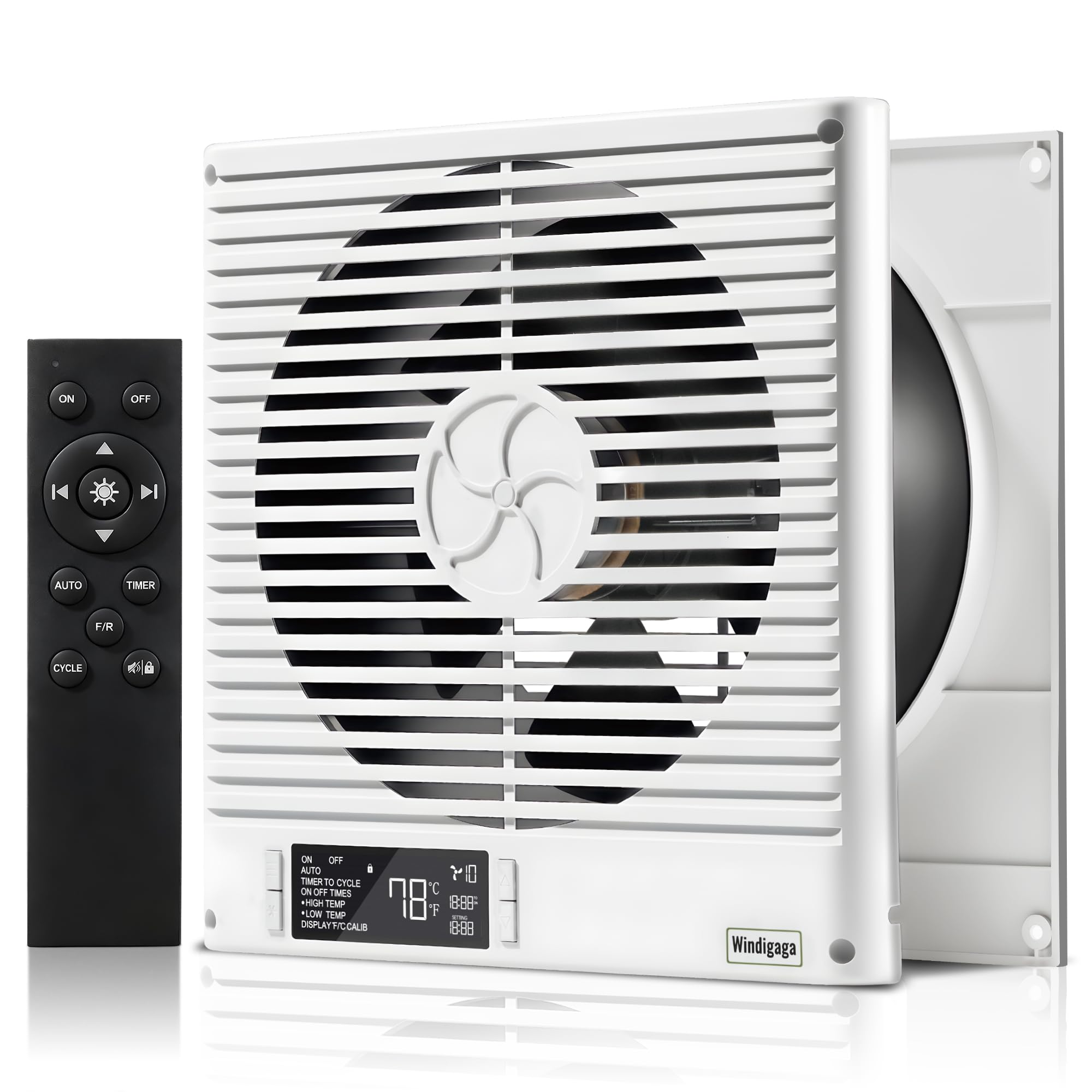 Photo 1 of Windigaga 8" Room to Room Fan with Remote, 320CFM Through Wall Air Transfer Fan with Temperature Control, Reversible Airflow Design, 10 Speeds, Quiet Balance Exhaust Vent for Bedroom, Laundry,Kitchen