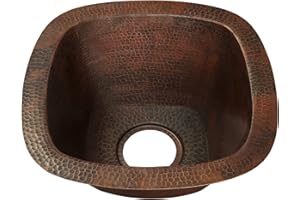 Miseno MC-NA300 Square 15" Copper Drop-In or Undermount Bar Sink - Hand-Hammered Antique Copper