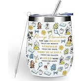 Magical Cute Wine Tumbler, Inspired Character Christmas Birthday Gifts for Women Coworker Magic Inspirational Encouragement Gifts Coffee Cup Insulated Stainless Steel 12oz Wine Glass with Lid, Straw