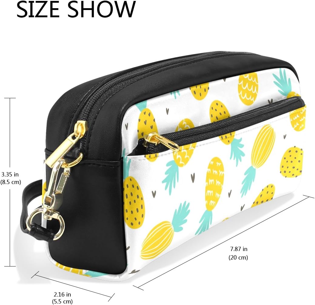 Pencil Case with Compartments Stationery Pouch Pen and Pencil Organiser Make-up Case for Children Girls for School,Pineapple Pencil Bag - Image 4