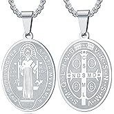 Yonhon St Benedict Medal Necklace Bracelet Stainless Steel Exorcism Catholic Gift for Men