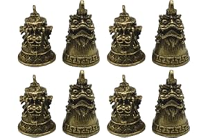 Pinenjoy 8Pcs Vintage Lion Pi Xiu Bell Chinese Small Bronze Feng Shui Bell Hanging Wind Chimes for DIY Motorcycle Keychain Home Door Car Pet Collar Pendant