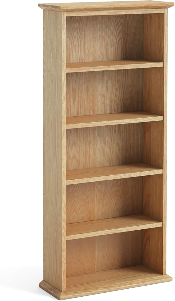 RoselandFurniture Wooden DVD Storage Rack Triple Light Oak Tall Wide
