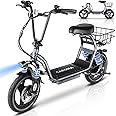 Caroma Peak 1200W Electric Scooter with Seat for Adults, 500Wh Battery up to 30 Miles&20MPH, 14" Fat Tire, Foldable Adult Electric Scooter for Commuting with Basket&Shock Absorbing
