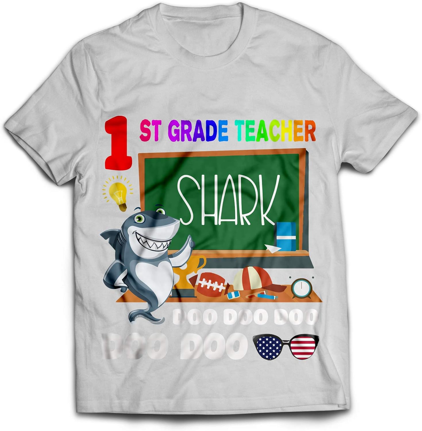 1ST Grade Teacher Shark Doo Doo Doo-Black- Shirts for Men- Mens Clothing- Tshirts for Mens
