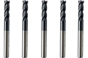 LU&MN End Mills, Carbide Square Mill Bits Sets for Milling Alloy Steels, Hardened Steel, Metal & More, Ideal for DIYers and Professionals, 4T, 4 Flute (5, 1/4 in)