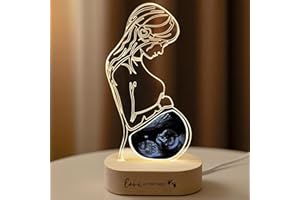 FRDDIUD Personalized Baby Ultrasound Photo Frame, Customized Acrylic Ultrasound Lamp, LED Night Light for New Mom, Pregnant Wife Gifts from Husband, Baby's First Keepsake