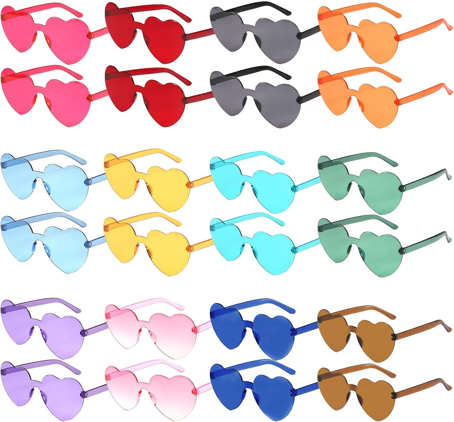 ZCOINS 24 Pairs Heart Shaped Sunglasses Multipack in 12 Colours - Colourful Party Favours for Adults, Bridesmaids & Hen Nights - Photo Booth Props, Fancy Dress & Festival Accessories — image 1