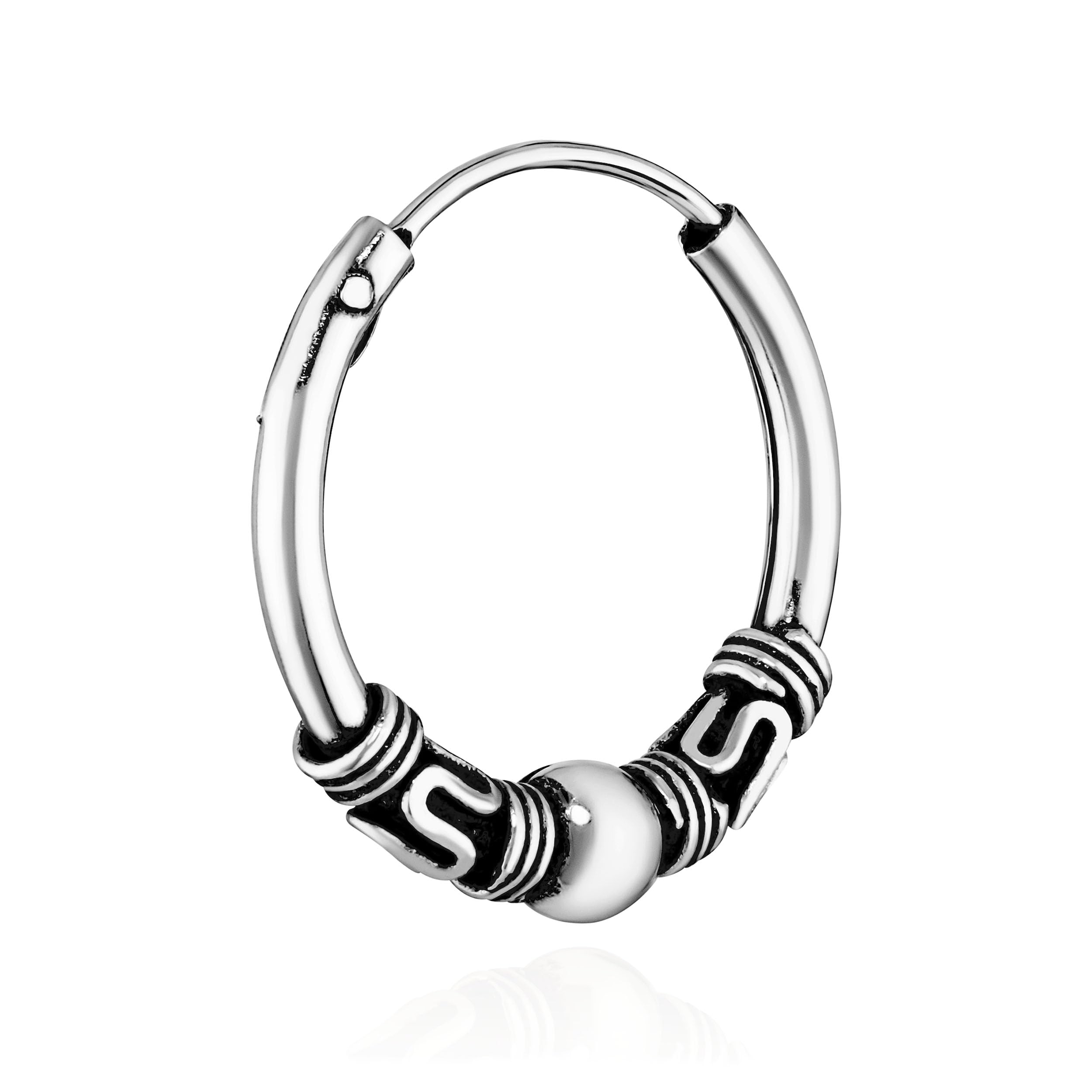 Nklaus 2x single 925 STERLING SILVER Celtic Gothic hoop earrings 15mm 40367