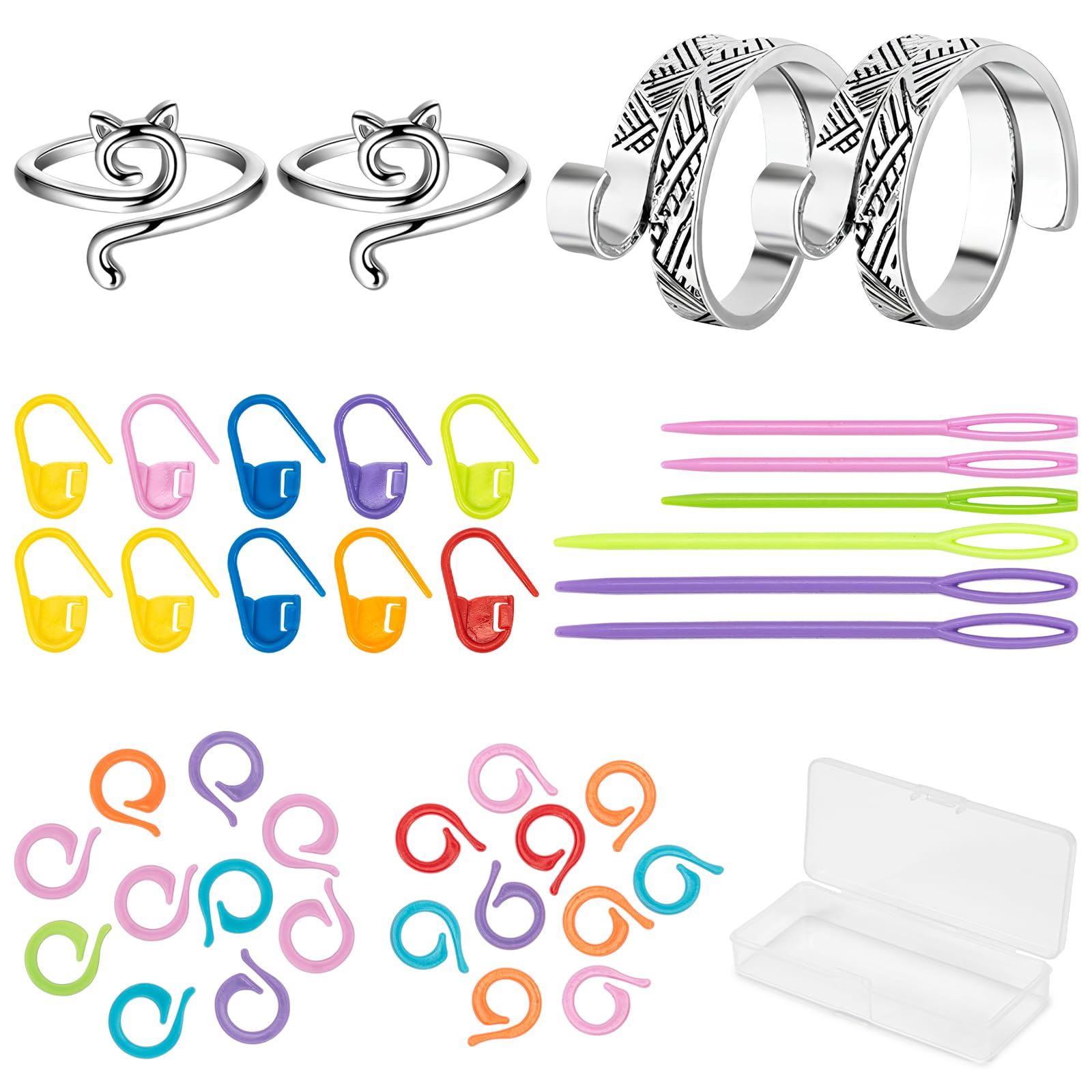 Zoruam 40pcs Crochet Rings for Fingers UK, Adjustable Loop Crochet Hooks Set for Beginners, Crochet Tension Ring UK Knitting Accessories, Crochet Kits Accessories for Faster Knitting