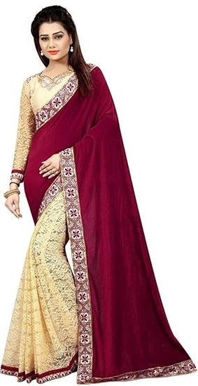 Winza Designer Womens Art Silk Saree With Blouse (MAROON VELVET_Red)