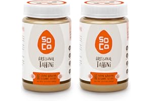 SOCO SEEDS OF COLLABORATION SoCo Artisanal Tahini Paste for Hummus, Pure Ground Plant-Based Tahini Sauce, Multipurpose Sesame Paste, Non-GMO, Gluten-Free, Sugar-Free, Kosher, Pack of 2 x 13.4 Ounces (380 Grams)
