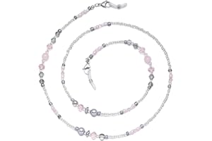 GINTEI Beaded Glasses Chain for Women Eye Glasses Holders Around Neck Crystal Sunglass Chain with Anti-Slip Silicone Hooks