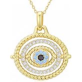 EUSJ Evil Eye Necklace 925 Sterling Silver Protection Amulet Pendant Eye Necklace for Women Ladies