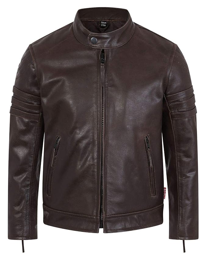 Skintan Jungen Logan - Lederjacke Biker Schwarz