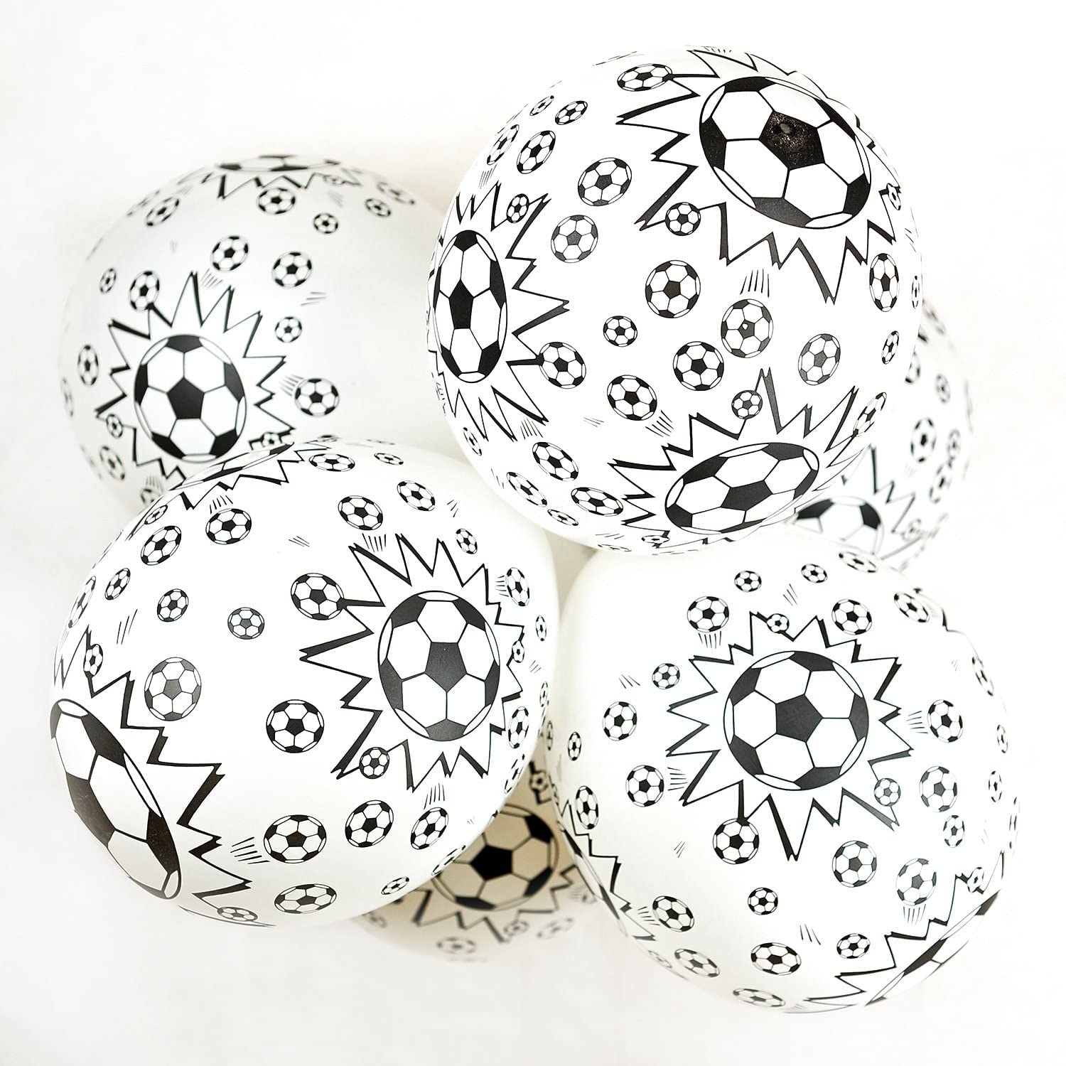 Happium 12'' Black & White Football/Soccer Balloons Pack of 20