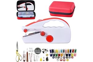 ZASIDLER Handheld Sewing Machine Heavy Duty, with Red Leather Storage Case and 110-Piece Sewing Kit, Mini Portable, Ideal for Adults & Beginners, Complete Set of Quick Home Clothing Repair Tools, Good Gift