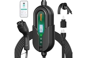 ROMAA Level 1 and Level 2 Portable EV Charger J1772 16 Amp Charging Cable - Dual Voltage 120V 240V Home EV Charging Station, 3.8 kW, Adjustable 8 to 16A, ETL Listed, FCC Part 15, NEMA Type 4, 25 ft Cable