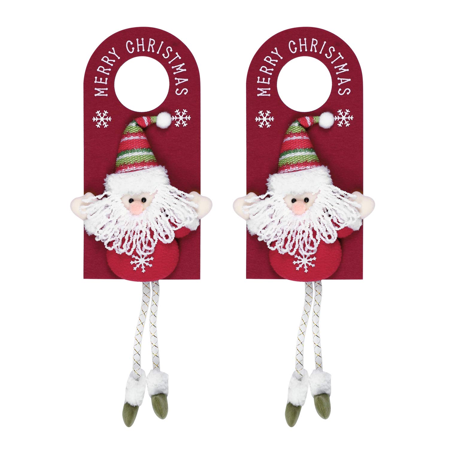 2Pcs Christmas Door Knob Decorations Christmas Door Handle Hanging Decorations Santa Claus Snowman Door Knob Hanging Decorations Christmas Door Handle Decorations Ornaments for Front Door House Hotel