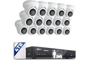 ONWOTE 16 Channel 4K PoE Security Camera System, 12MP 16CH Commercial NVR 4TB, 16x 8MP 134° Outdoor IP Cameras with Audio, AI Detect Human Vehicle, 16x Cables (Total 1280ft), Wired CCTV for Business