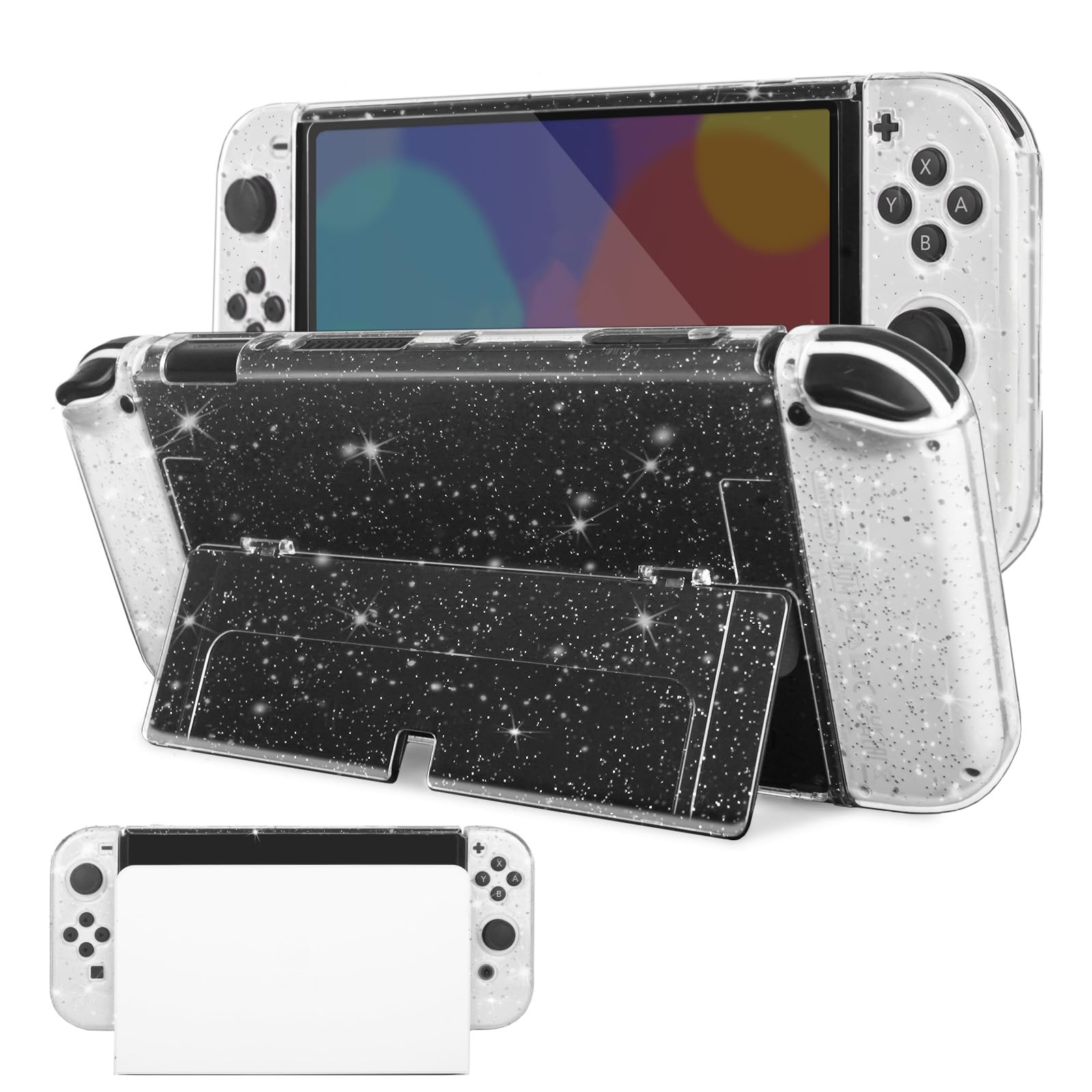 TIKOdirect OLED Case - Dockable Clear Protective Case with Comfort Grip, Shock-Absorption and Anti-Scratch Design, Crystal Glitter