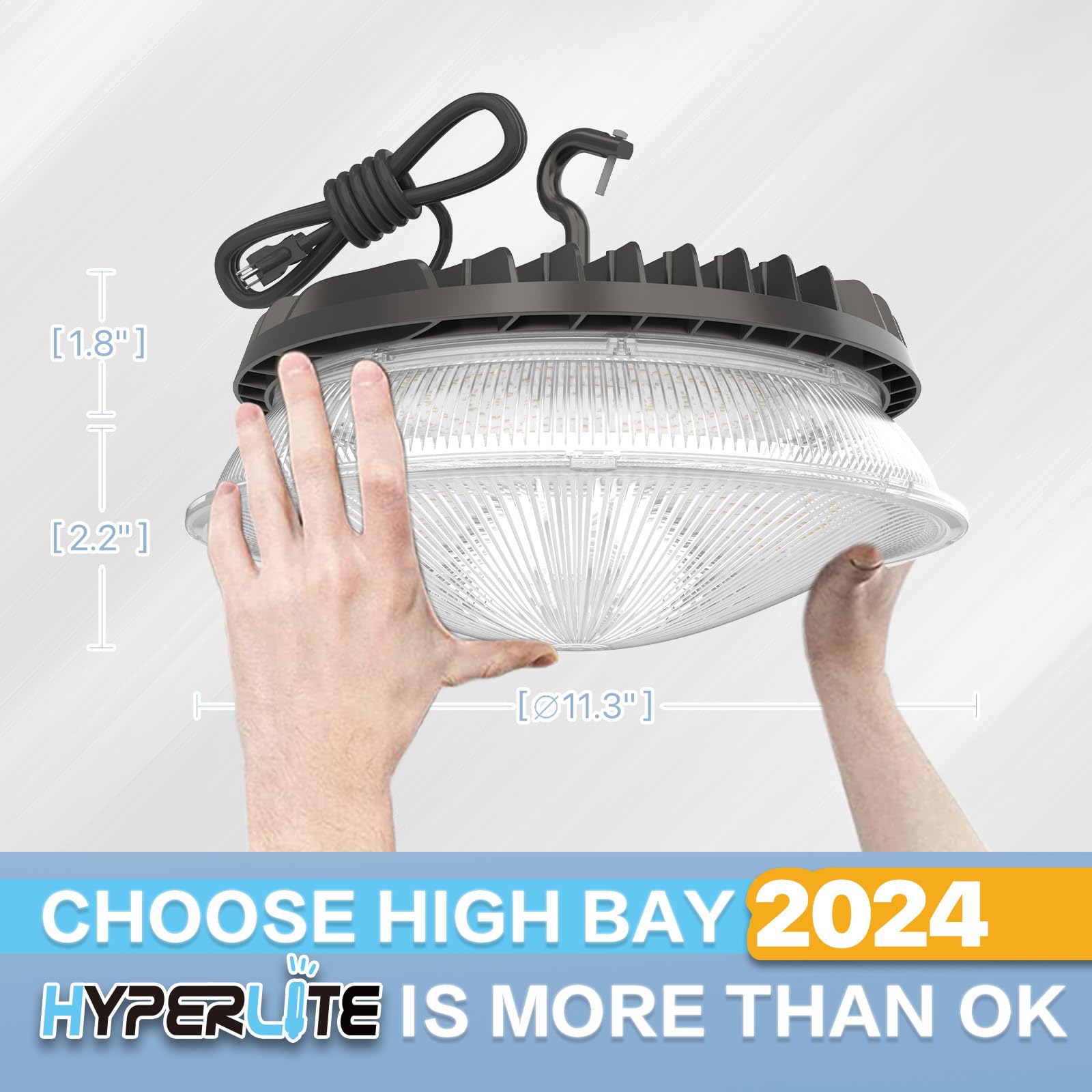 HYPERLITE Latest LED High Bay Light with Reflector 150W 18,750 LM UFO High Bay for Workshop Supermarket Warehouse 2024 New ETL Listed