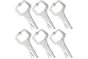 JOIKIT 6PCS 11 Inch C-Clamp Locking Pliers, Welding Pliers, C-Clamp with Swivel Pads, Vise Grip C-Clamp for Carpentry, Welding, Electrical Equipment
