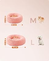 Feandrea Donut Dog Bed Pink 70 cm Soft Plush Removable Cover view 5