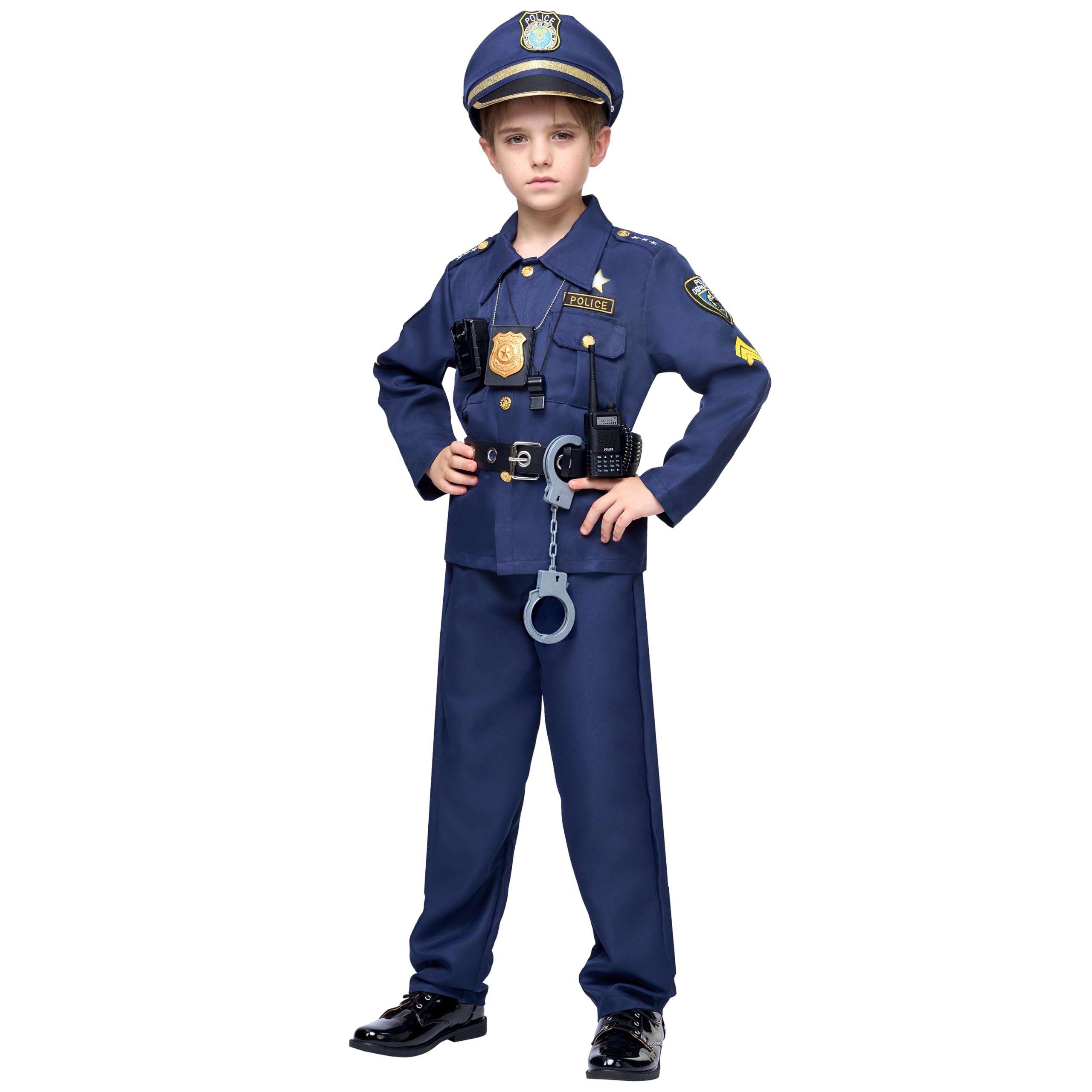 JOYIN Toy Halloween Toddler Police Costume, Police Officer Costume for Boys, Kids Cop Outfit for Halloween Pretend Roleplay