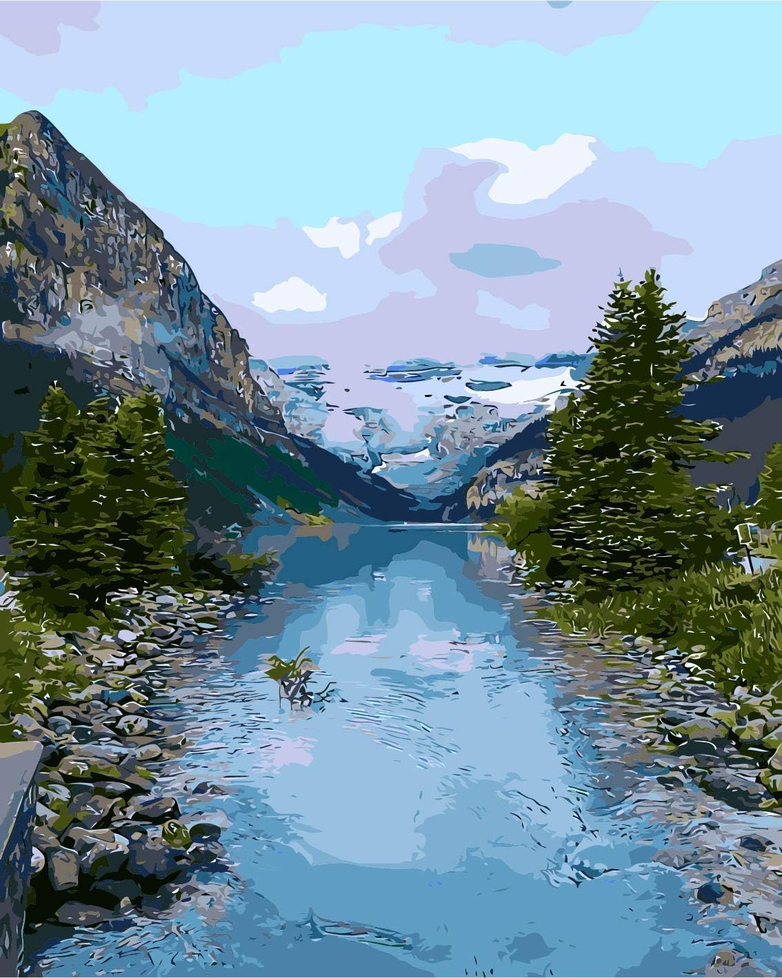 Lake Louise Canada, DIY Paint by Numbers, Canvas Acrylic Painting for