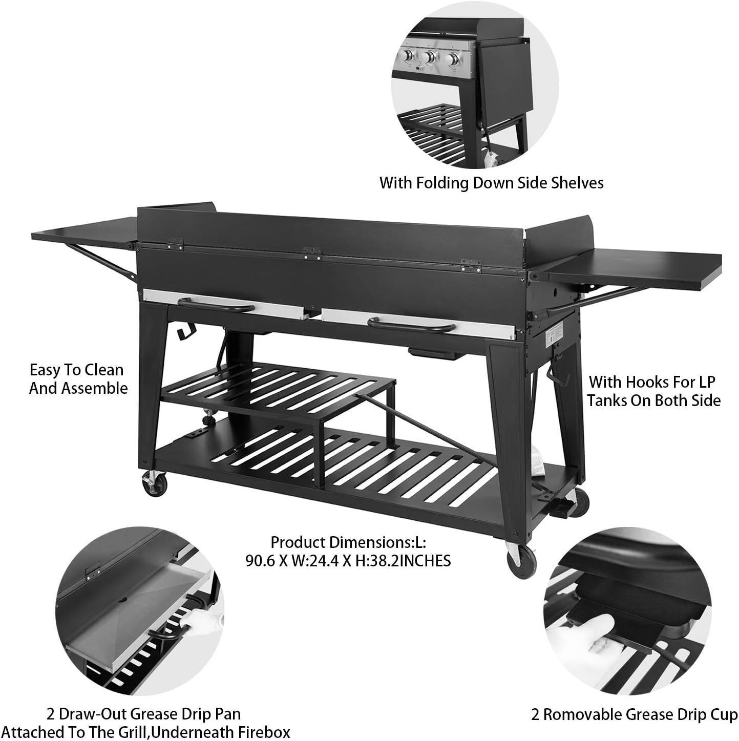 review Royal Gourmet GB8000 8-Burner Liquid Propane Event Gas Grill, BBQ, Picnic, or Camping Outdoor, Black