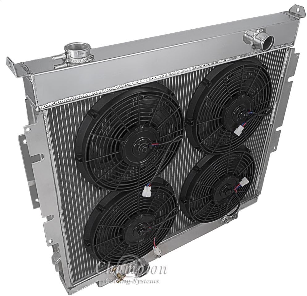 3 Row All Aluminum Radiator & 4-10" Fans For 1983-1994 Ford F-Series Pickup Trucks, Champion Cooling Systems, Part: CC1165