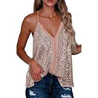 Zeagoo Womens Shining Camisole Sequined Vest Sequin Tank Top Shirt