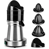 YUANHAO Commercial Electric Citrus Juicer Machine | 3 Reamers &amp; Splash Guard, Stainless Steel Automatic Orange/Lemon/Grapefruit Juicer for Bars, Restaurants, Home Use