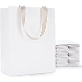 YACEYACE White Paper Gift Bags, 20Pcs 8"x4.25"x10.5" White Kraft Gift Bag with Handles, Medium Gift Bags with Handles Bulk, Paper Shopping Bag Bulk