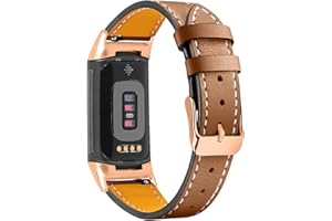 Mtozon Leather Bands Compatible with Fitbit Charge 6/Charge 5, Replacement Genuine Leather Straps for Women Men