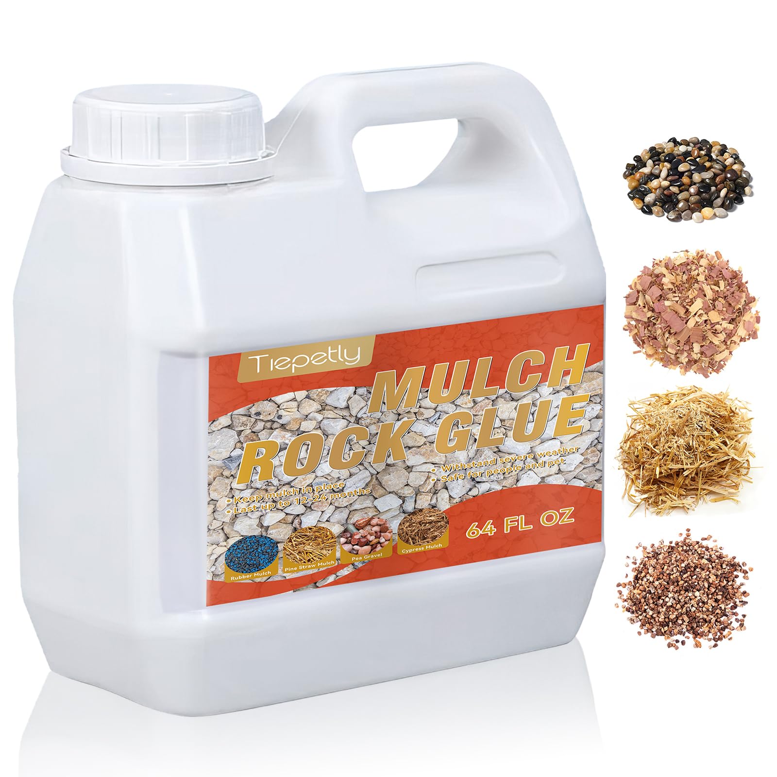 Photo 1 of 64 Oz Mulch & Rock Glue for Landscaping, Concentrated Gravel Glue, Strong Hold Rock, Gravel, Bark and Other Mulchs, Weather Resistant (64 oz)