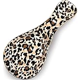 LEAZUL Ceramic Spoon Rest for Stove Top Large Spoon Holder Farmhouse Spoon Rest for Kitchen Counter Leopard Coffee Spoon Rest