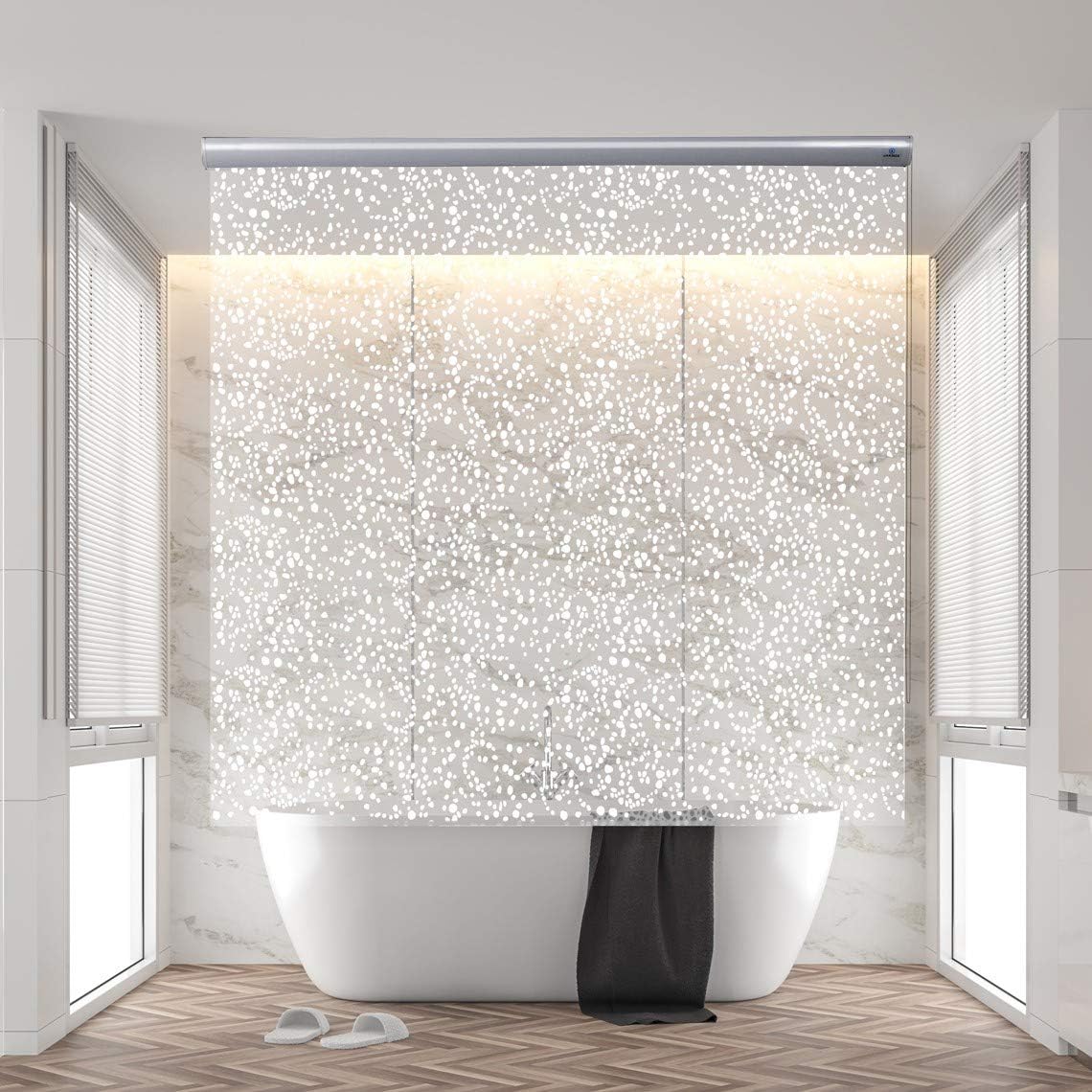 Amazon Com Jakooz Rollup Shower Curtain For Bathroom Waterproof 100 Peva Mildew Resistant Heavy Duty Roller Blind Curtain For Bathtub No Rods No Hooks No Rings 56 X95 Home Kitchen