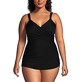 Lands' End Women's SlenderSuit V-Neck Skirted Low Leg One Piece