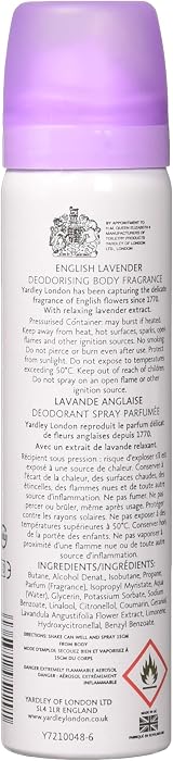 Yardley English Lavender Refreshing Body Spray 75ml view 2