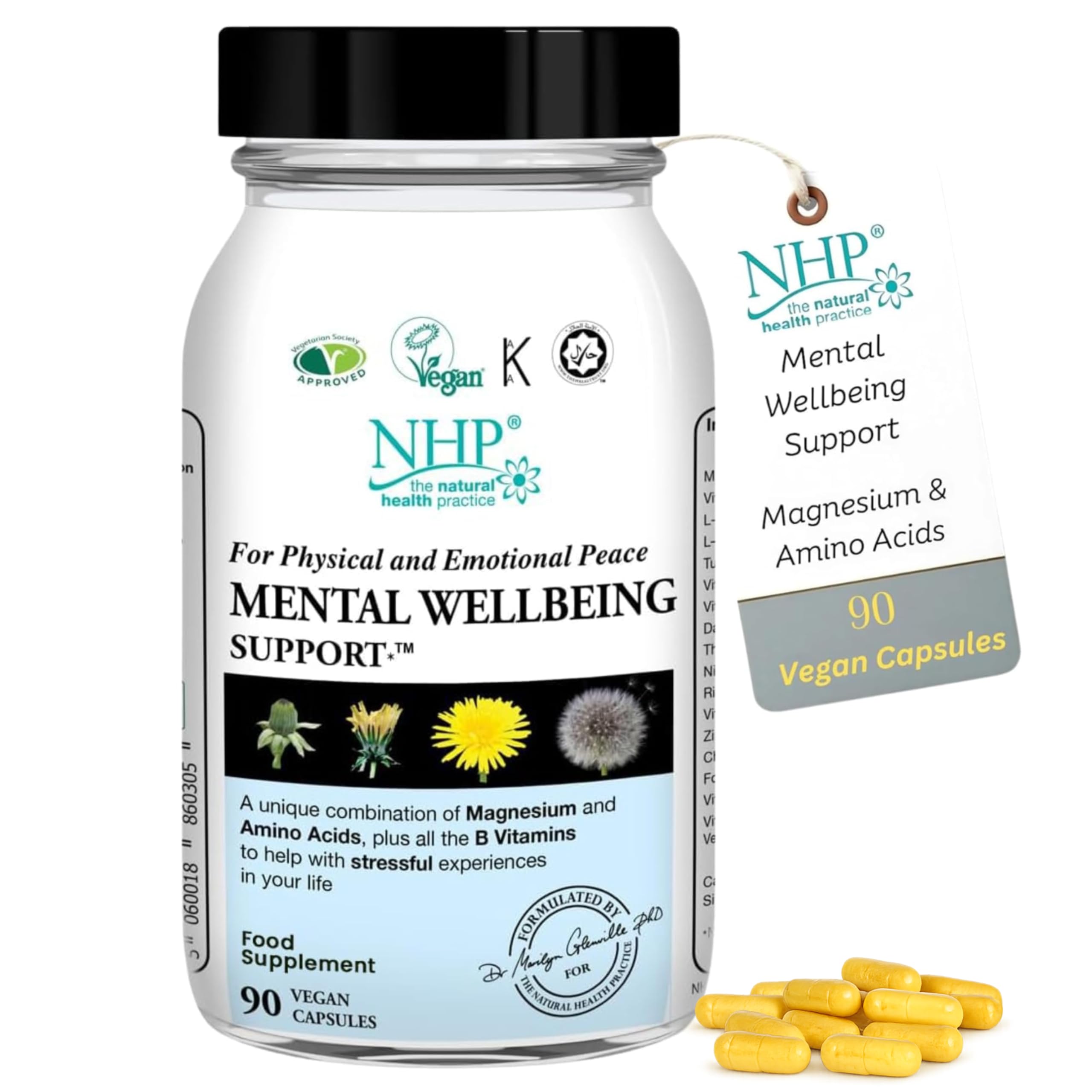 NHP Advanced Mental Wellbeing Support – A Scientifically Formulated Blend of Nutrients to Enhance Physical and Emotional Resilience During Stressful Periods - 90 Vegan Capsules