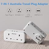 Mscien UK to Australia Plug Adapter 7-in-1 USB Type I Dual 2 Pin Outlet view 2