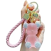 Xinbalove Cute Diamond Bear Design Bags Doll Car Key Backpack Keychain Pendant Boys Girls Men Women Soft Resin Portable Keychain Accessories for Christmas New Year Present (Pink)