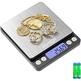 WISHSOM Professional Jewelry Scale, 500g x 0.01g High Precision Digital Gold Scale, Portable Precious Metal Gram Scale for Jewelers, Pawn Shops, Coin Dealers, Gold &amp; Silver Weighing