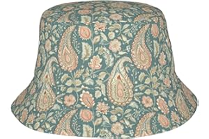 Nuzjahu Asian Elements Paisley Print Bucket Hat for Women Men Foldable Lightweight Sun Fishing Cap Packable Summer Hat for Be