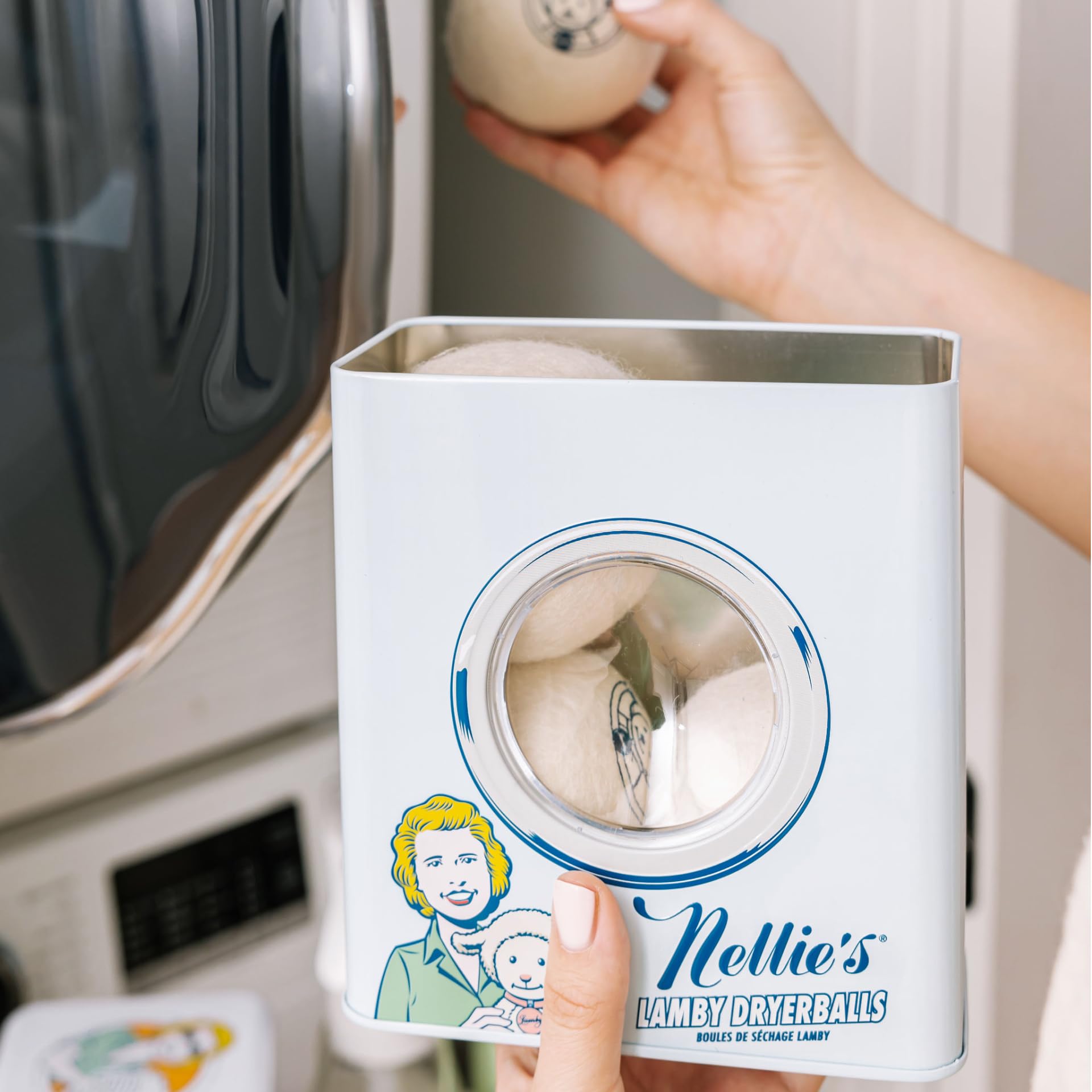 Nellie's Lamby Dryerballs, 4-Pack - Reusable Fabric Softener for 500+ Loads - 100% Pure New Zealand Wool, Silent in Your Dryer, Reduces Cloth Wrinkles, and Saves on Drying Time