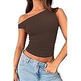 TiulZial Off The Shoulder Tops for Women - Going Out Top Double Lined Cute Summer Crop Tank Trendy Ruched