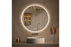 LOVESPEJO 24 Inch Round Backlit Bathroom Mirror with Lights, Circle LED Mirror for Bathroom, Fogless, Stepless Dimmable, 3 Color Changing, Memory, Shatterproof