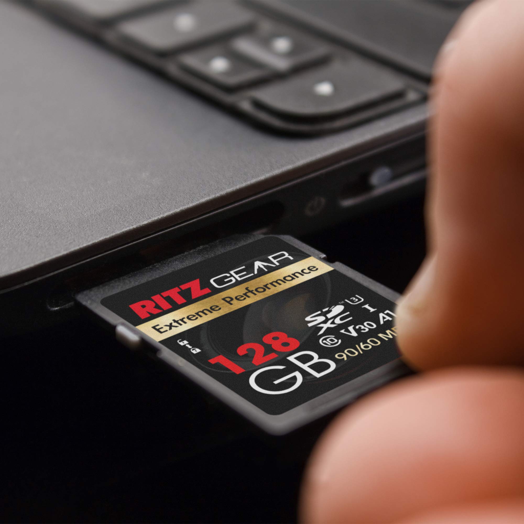Ritz Gear 128GB High-Speed SDXC UHS-I SD Card, C10, U3, V30, Full-HD & 4K Memory Card